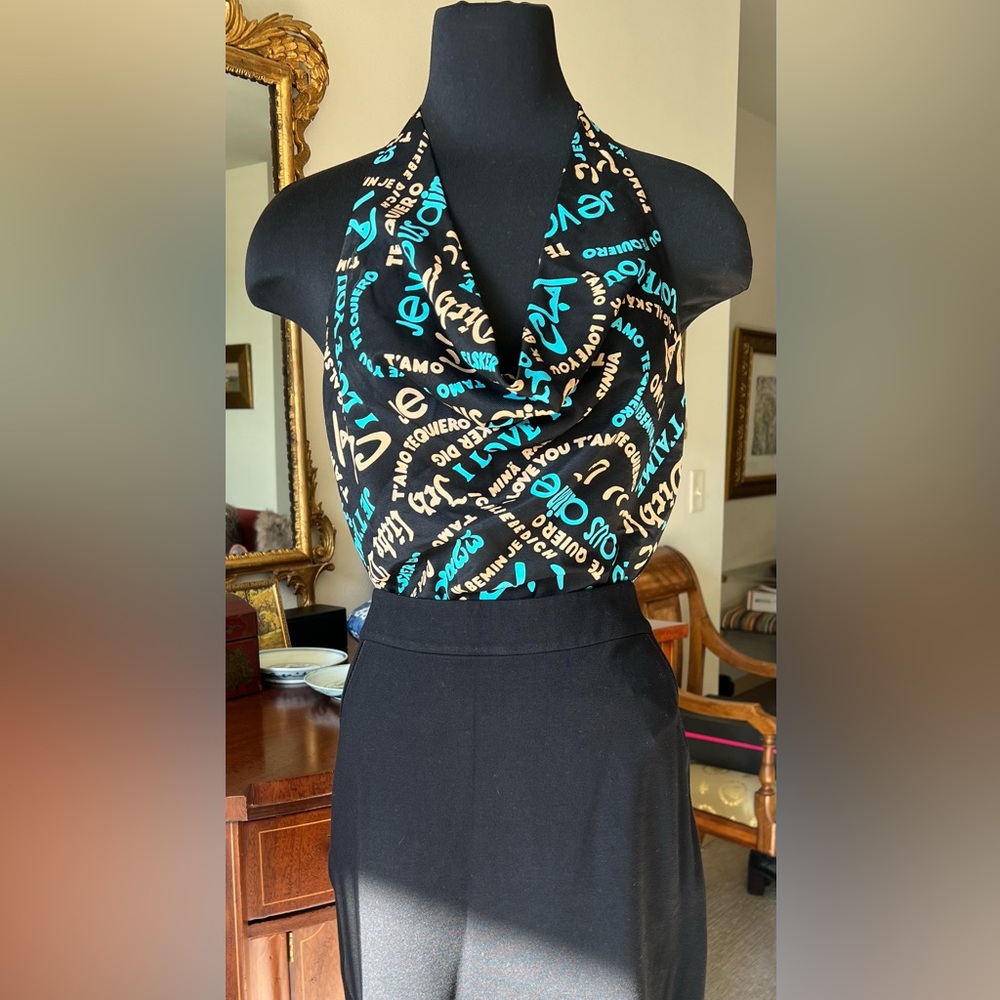 Trina Turk silk halter top with cowl neckline Size Medium.